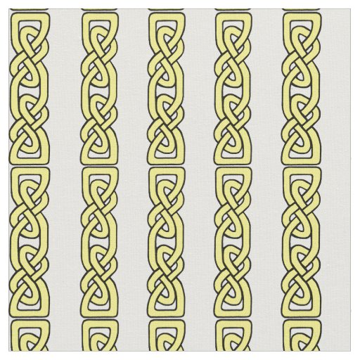 Celtic knot, braid, gold stripe on white fabric