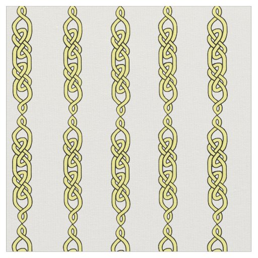 Celtic knot, braid, gold stripe on white fabric