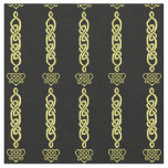 Celtic knot, braid, heart gold stripe on black fabric