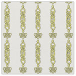 Celtic knot, braid, heart gold stripe on white fabric