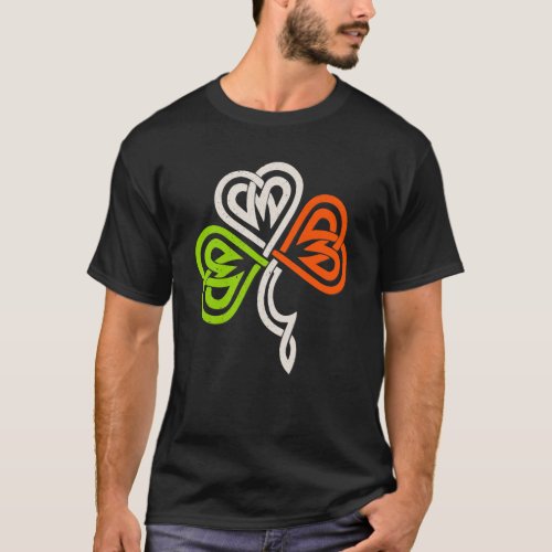 Celtic Knot C Irish Flag Colors for St Patricks D T_Shirt