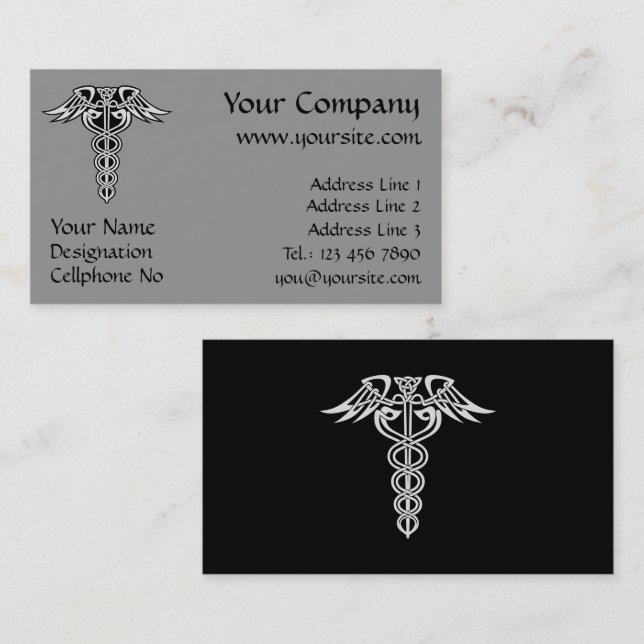 Celtic Knot Caduceus Business Card (Front/Back)