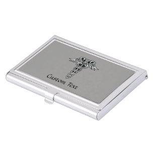 Celtic Knot Caduceus Business Card Case