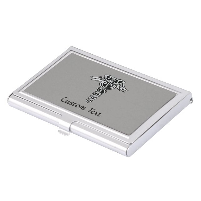 Celtic Knot Caduceus Business Card Case (Front)