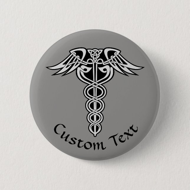 Celtic Knot Caduceus Button (Front)