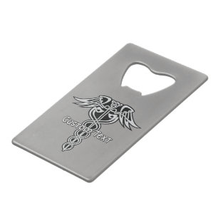 Celtic Knot Caduceus Credit Card Bottle Opener