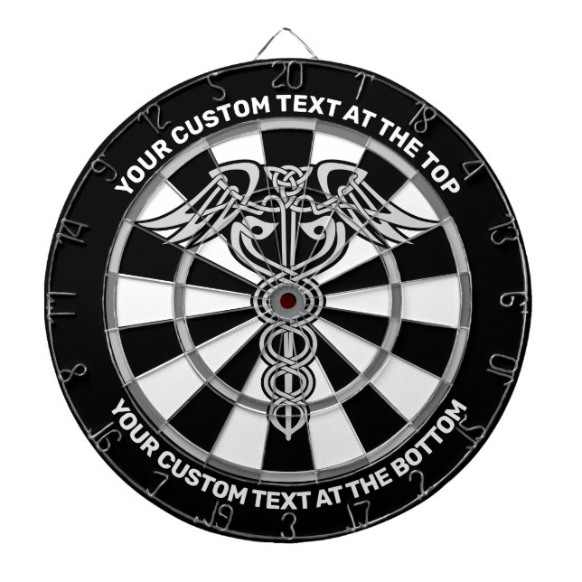 Celtic Knot Caduceus Dartboard with Custom Text (Front)