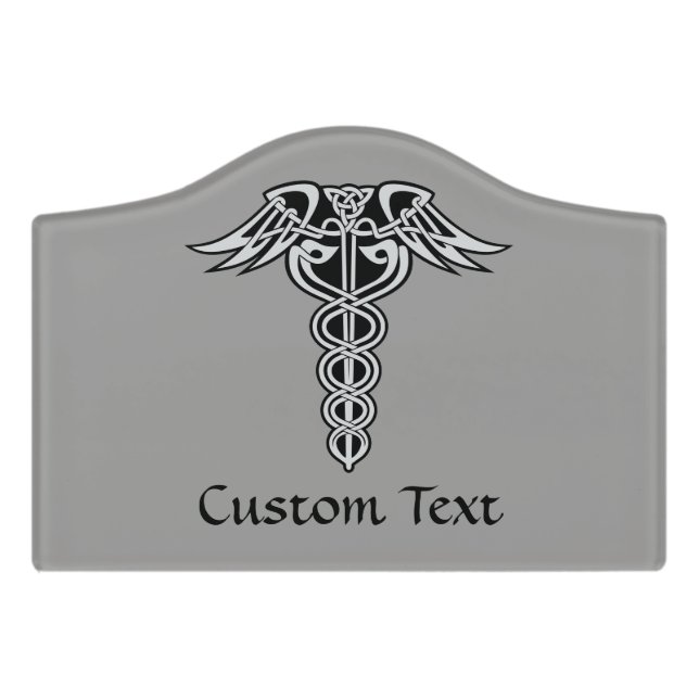Celtic Knot Caduceus Door Sign (Small Crest Front)