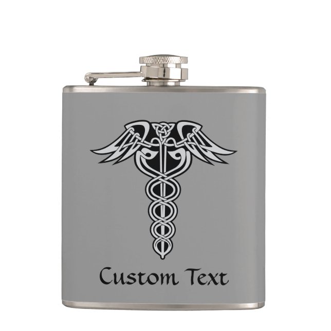 Celtic Knot Caduceus Flask (Front)