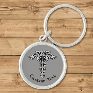 Celtic Knot Caduceus Keychain