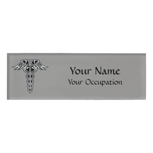 Celtic Knot Caduceus Name Tag (Front)