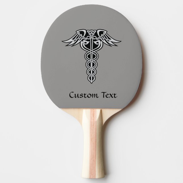 Celtic Knot Caduceus Ping Pong Paddle (Front)
