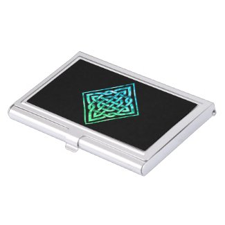 Celtic Knot Card Holder: Diamond Blue Green Design