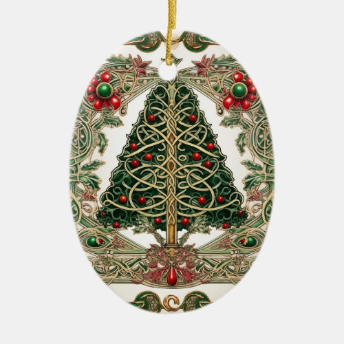 Celtic Knot Christmas Tree Ceramic Ornament