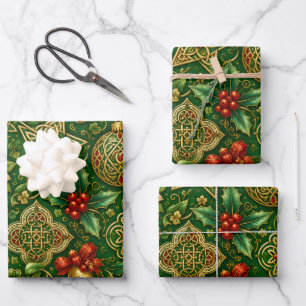 Celtic Knot Christmas Wrapping Paper Sheets