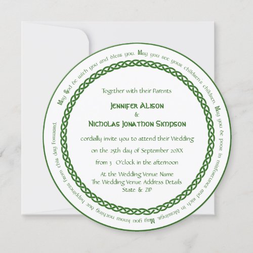 Celtic Knot Circle and Irish Wedding Blessing Invitation