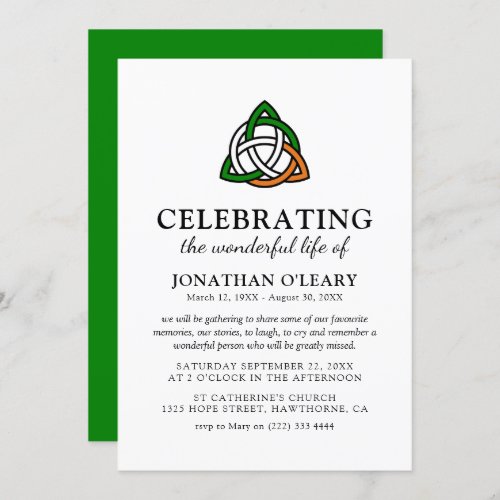 Celtic Knot Classic Irish Funeral Memorial Invitat Invitation