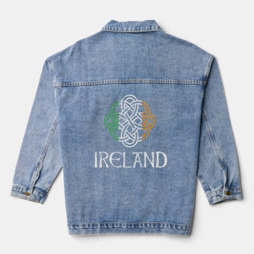 Celtic Knot Clover Vintage Ireland St Paddys Day H Denim Jacket
