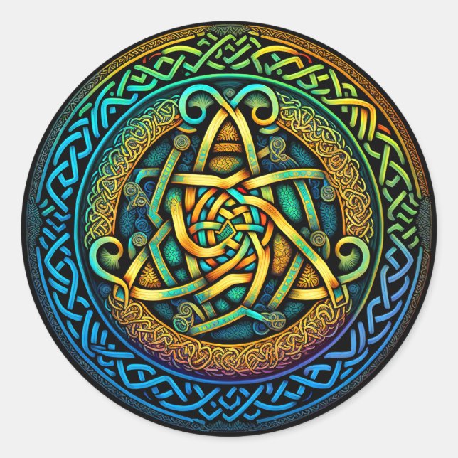 Celtic Knot Colorful Knotwork Classic Round Sticker (Front)