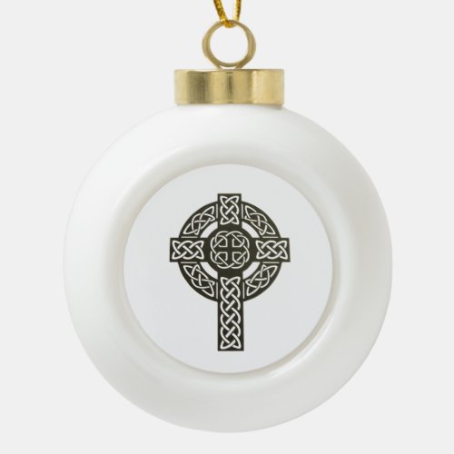 Celtic Knot Cross Ceramic Ball Christmas Ornament