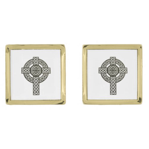 Celtic Knot Cross Gold Cufflinks