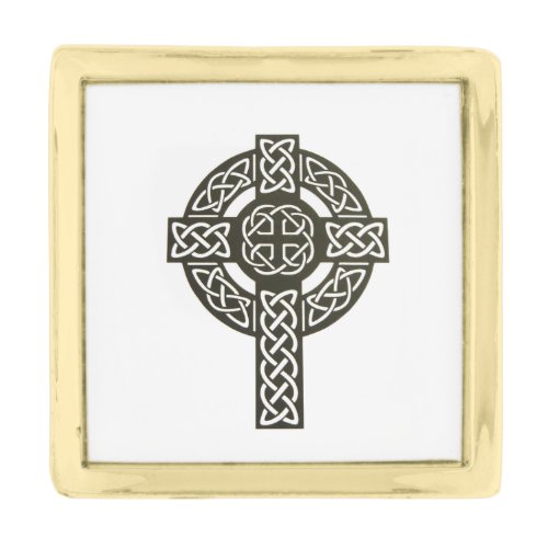 Celtic Knot Cross Gold Finish Lapel Pin