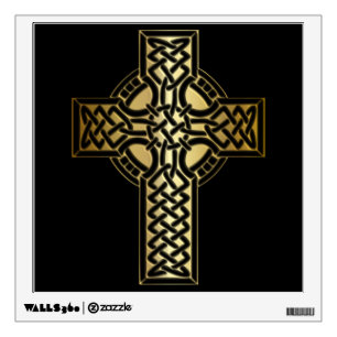 Celtic Knot Cross in Gold and Black Wall Sticker