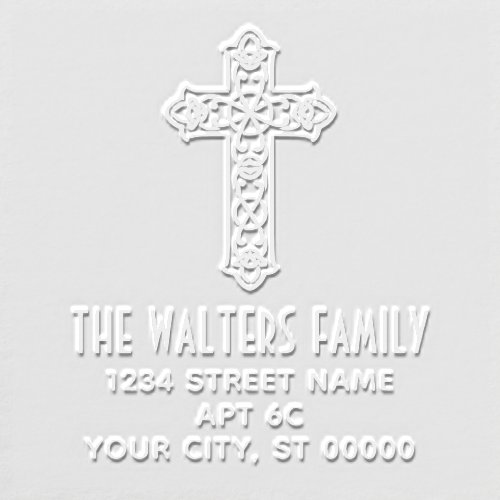 Celtic Knot Cross Name Return Address Embosser