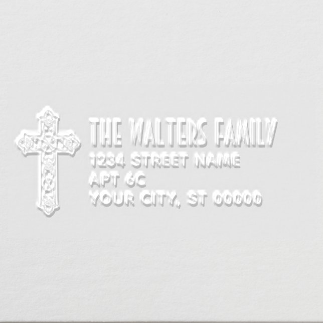 Celtic Knot Cross Name Return Address SM Embosser (Design)