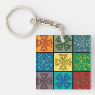 Celtic Knot Cross Pattern Pop Art Keychain