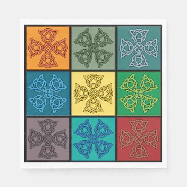 Celtic Knot Cross Pattern Pop Art Napkins (Front)