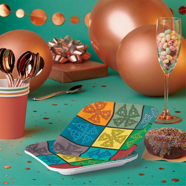 Celtic Knot Cross Pattern Pop Art Paper Plates (Creator Uploaded)