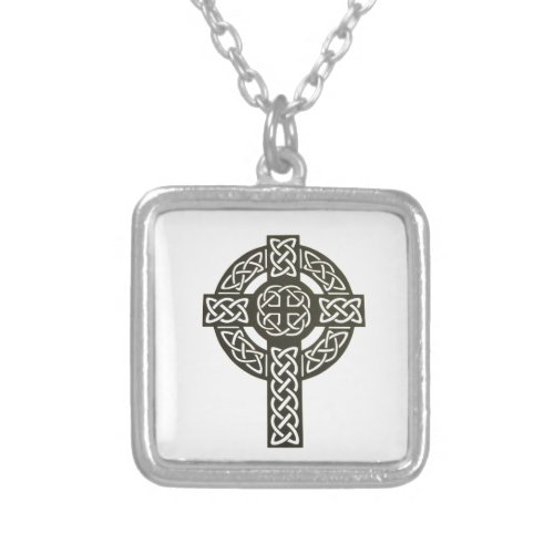 Celtic Knot Cross Silver Plated Necklace