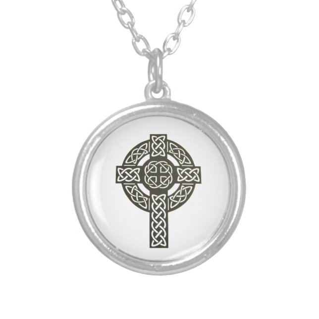 Celtic Knot Cross  Silver Plated Necklace (Front)