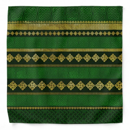 Celtic Knot Decorative Gold and Green pattern Bandana