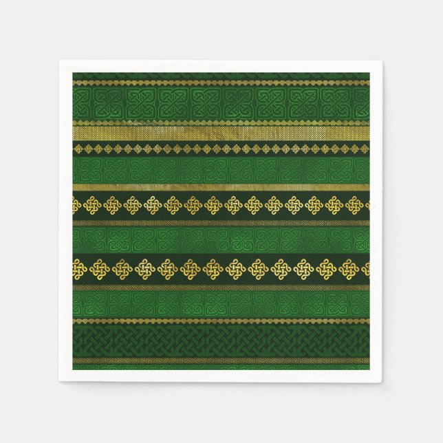 Celtic Knot Decorative Gold and Green pattern Napkins (Front)