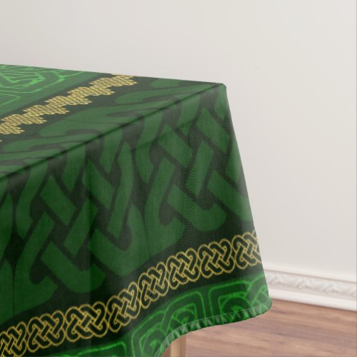 Celtic Knot Decorative Gold and Green pattern Tablecloth