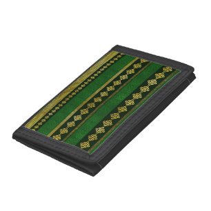Celtic Knot Decorative Gold and Green pattern Tri-fold Wallet