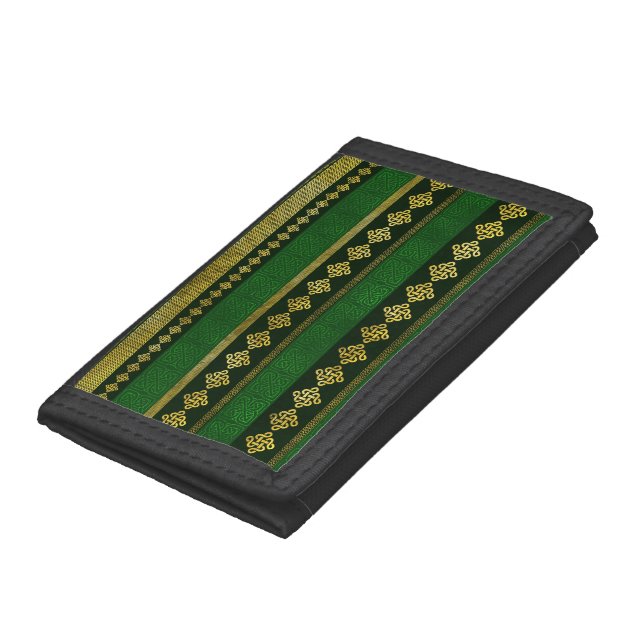 Celtic Knot Decorative Gold and Green pattern Trifold Wallet (Bottom)