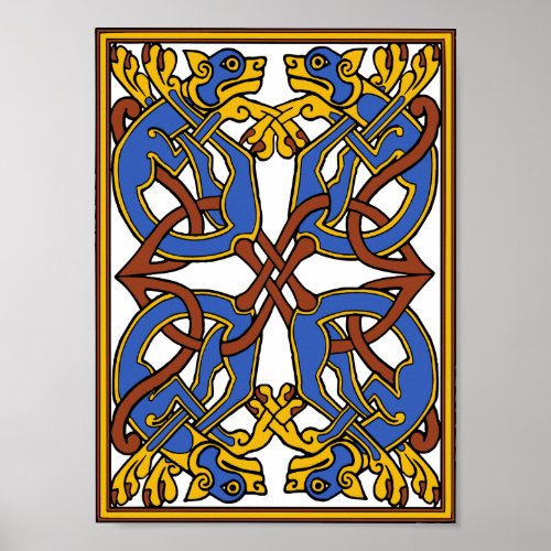 Celtic Knot Design with Hounds Poster