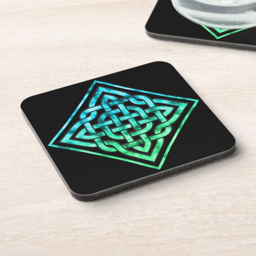 Celtic Knot _ Diamond Blue Green Black Coasters