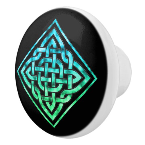 Celtic Knot _ Diamond Blue Green Ceramic Knob