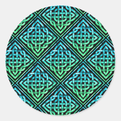 Celtic Knot _ Diamond Blue Green Classic Round Sticker