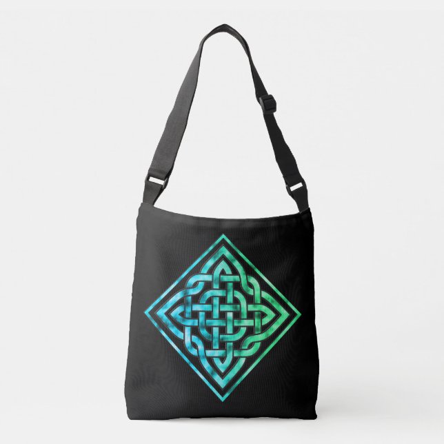 Celtic Knot - Diamond Blue Green Cross Body Bag (Front)
