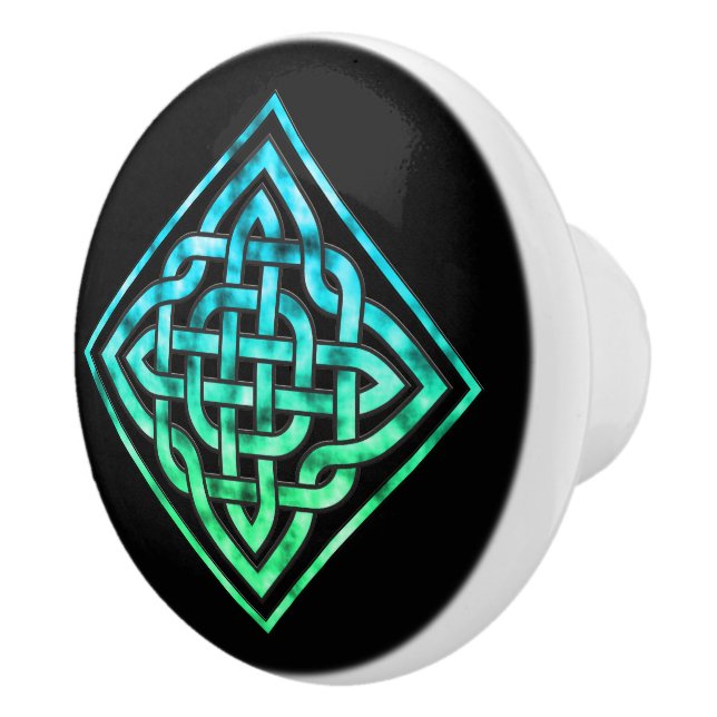 Celtic Knot - Diamond Blue Green Door Knob (Right)