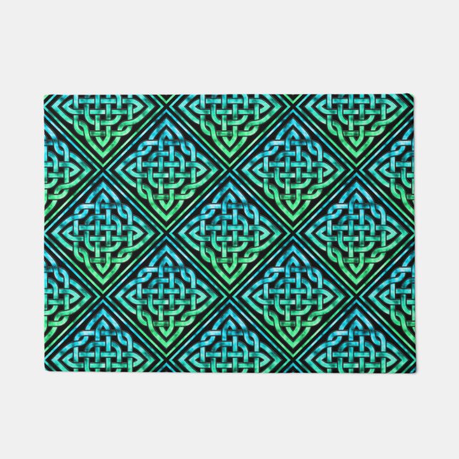 Celtic Knot - Diamond Blue Green Doormat (Front)