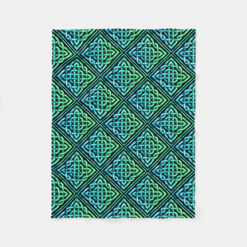 Celtic Knot _ Diamond Blue Green Fleece Blanket