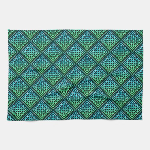 Celtic Knot _ Diamond Blue Green Kitchen Towel