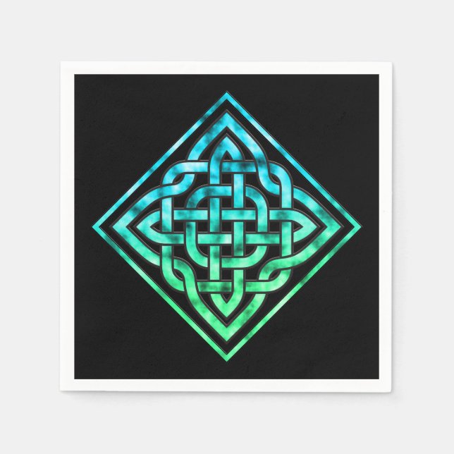 Celtic Knot - Diamond Blue Green Paper Napkins (Front)