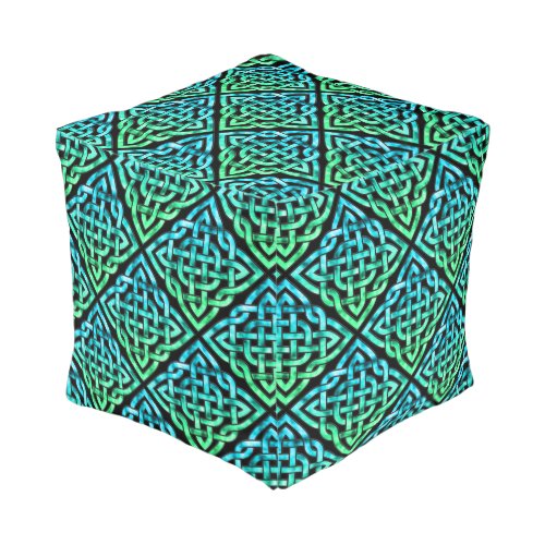 Celtic Knot _ Diamond Blue Green Pouf